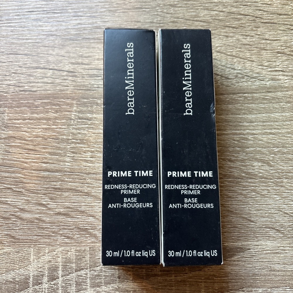 LOT OF 2 BareMinerals Prime Time Redness Reducing Primer 1 oz / 30mL New Box